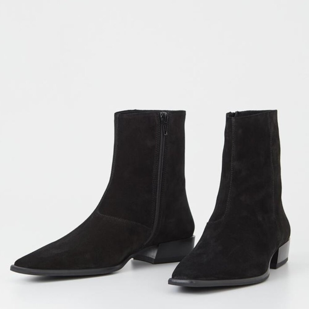 Vagabond Nella Black Suede Ankle Boots, Size 8 (38)